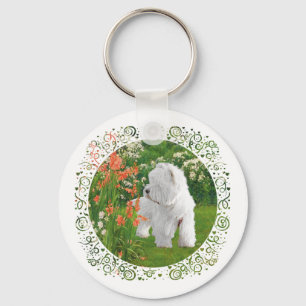 Westie im Garten Schlüsselanhänger