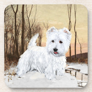 Westie in der Dämmerung Getränkeuntersetzer