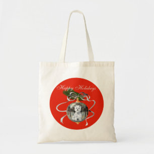 Westie in einem Weihnachtsbaumanhänger Tragetasche