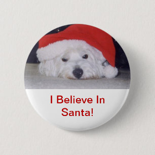 Westie in einer Weihnachtsmannmütze Button