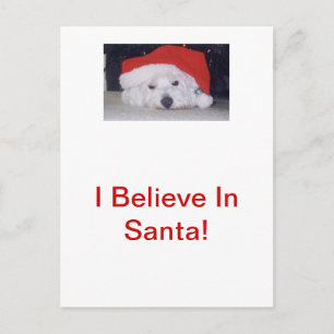 Westie in einer Weihnachtsmannmütze Feiertagspostkarte