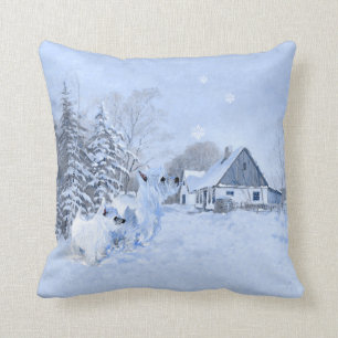 Westie in Winterzeit KISSEN