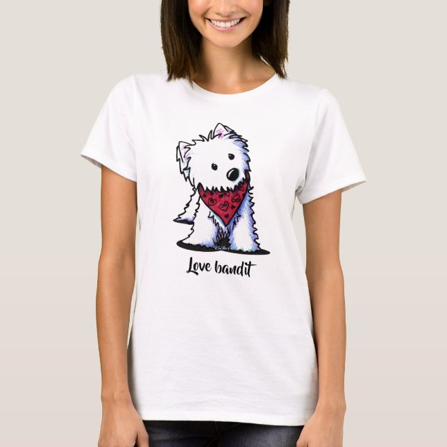 Westie Kissing Bandit Light T-Shirt (Devant)