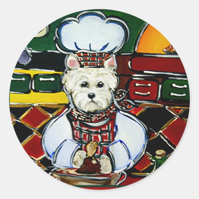 Westie Koch Runder Aufkleber (Vorderseite)