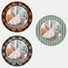 Westie Looking Out a Window Etiketten