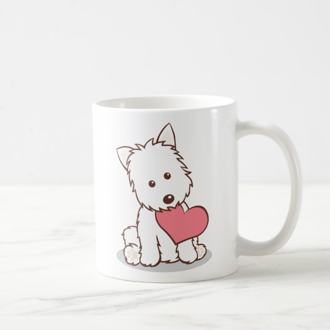 Westie mit der Herz-Form-Tasse Kaffeetasse (Rechts)