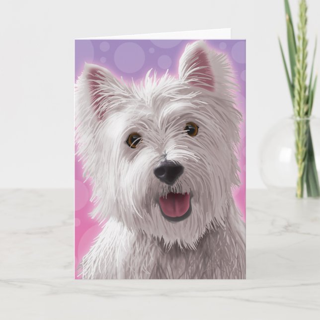 Westie mit einem Lächeln Feiertagskarte (Vorderseite)