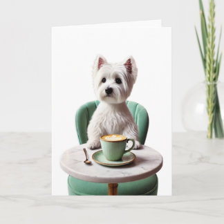 Westie mit einer latten Blank Card Karte