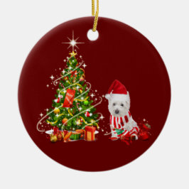 Westie mit Hat Scaft Weihnachten Keramik Ornament