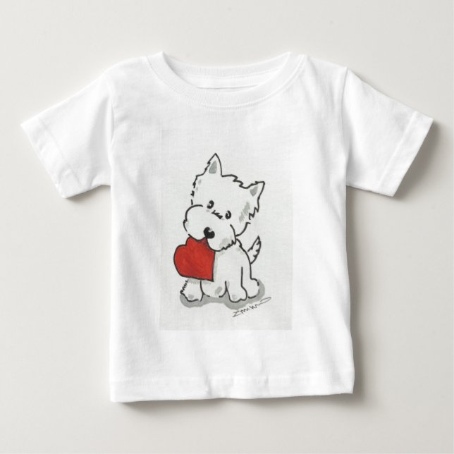 Westie mit Herzen Baby T-shirt (Vorderseite)