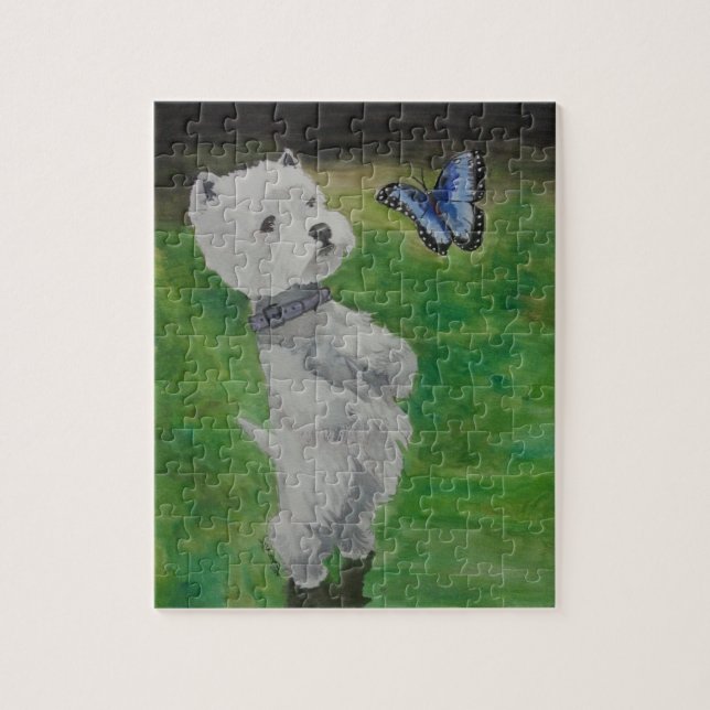 Westie mit Schmetterling (Vertikal)