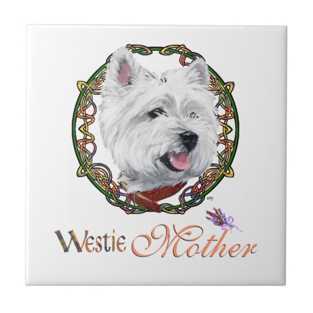 Westie Muttertag Fliese (Vorderseite)