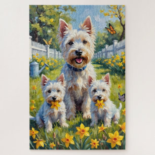 Westie Narzissengarten Kunst