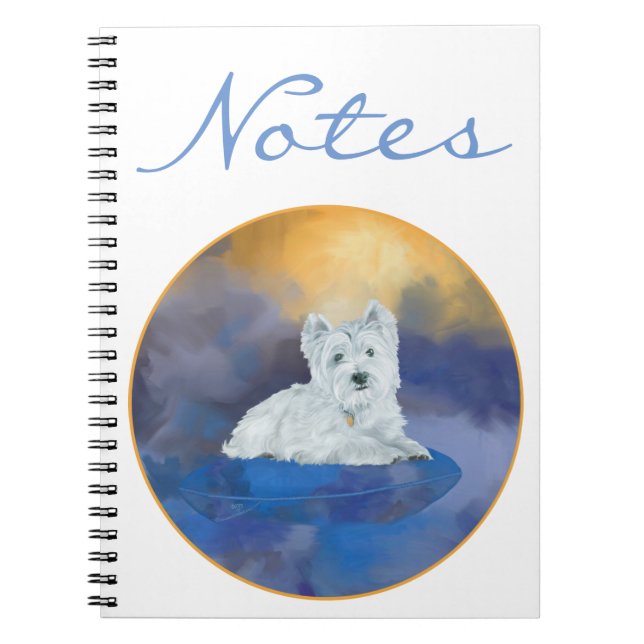 Westie on Cushion Notizblock (Vorderseite)