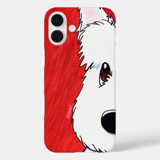 Westie on Red iPhone 16 Plus Hülle (Rückseite)