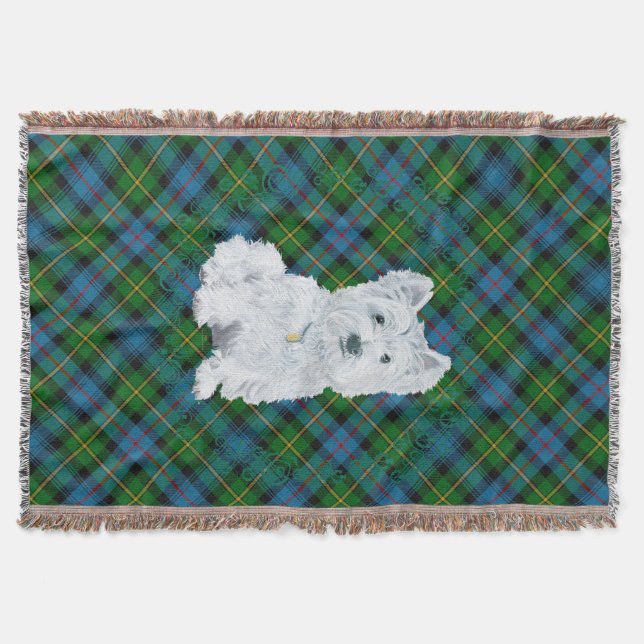 Westie on Tartan Decke (Vorderseite)