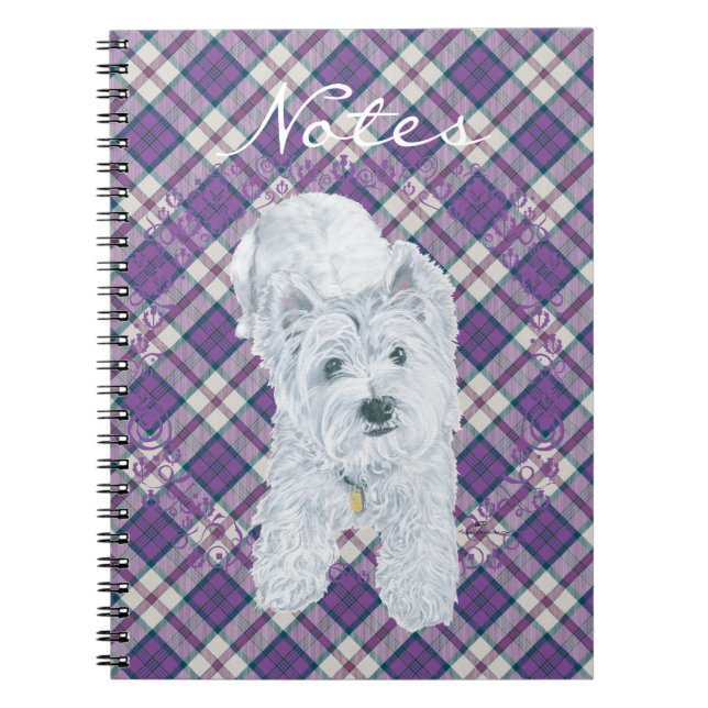 Westie on Tartan Notizblock (Vorderseite)
