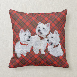 Westie on Tartan PILLOW Kissen