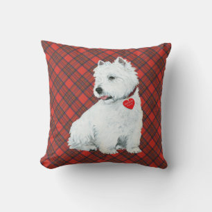 Westie on Tartan PILLOW Kissen