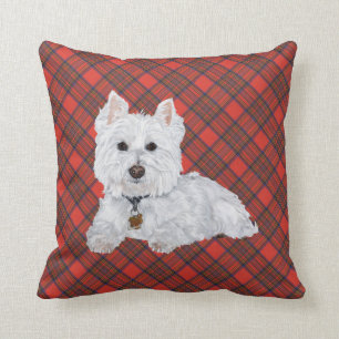 Westie on Tartan PILLOW Kissen
