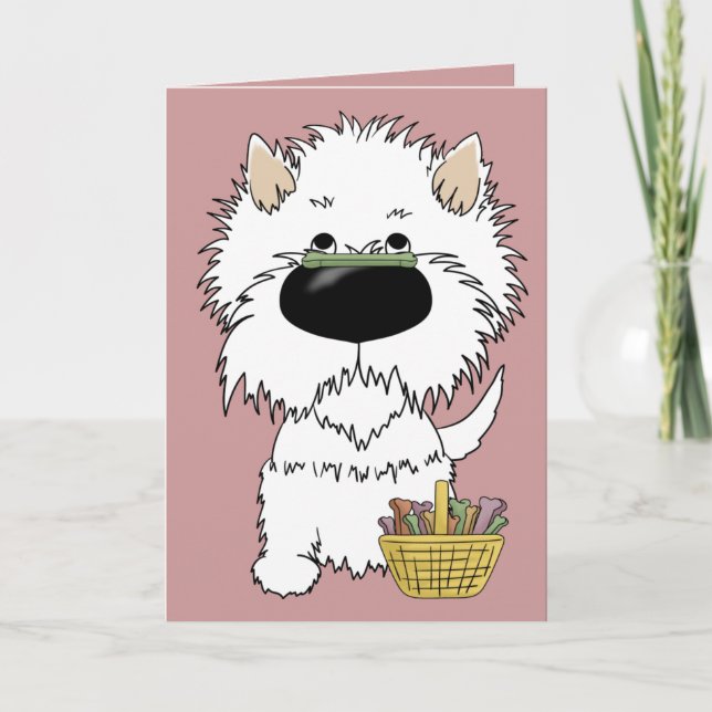 Westie - Ostersteinjagd, jemand? Feiertagskarte (Vorderseite)