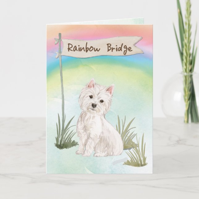 Westie Pet Beileid über Rainbow Bridge Karte (Vorderseite)