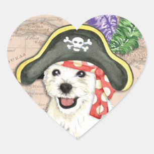 Westie Pirat Herz-Aufkleber