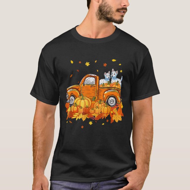 Westie Pumpkin Truck Halloween Erntedank Geschenk T-Shirt (Vorderseite)