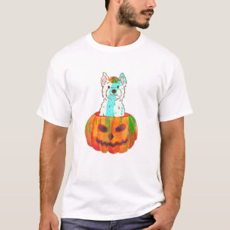 Westie Pumpkin West Highland White Terrier Dog Hal T-Shirt