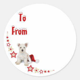 Westie Pup Noël Sticky Étiquette