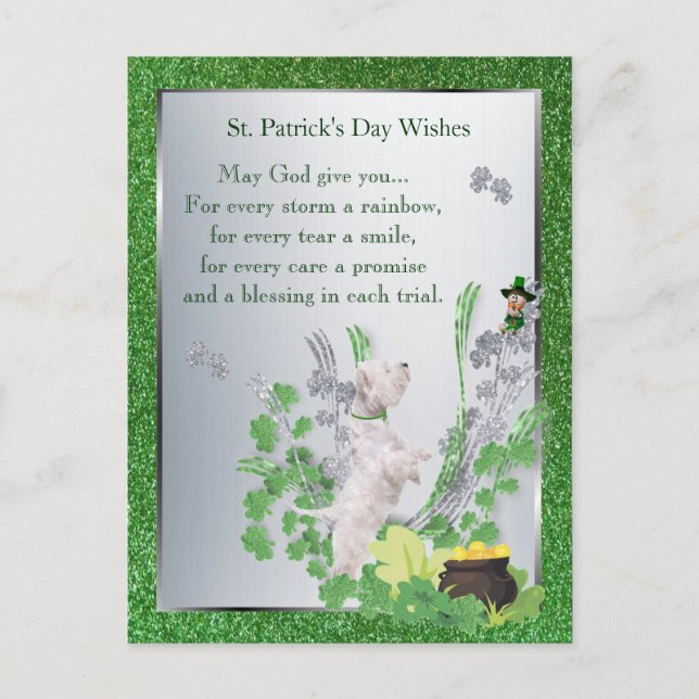 Westie Puppy 2 St Pattys Day Spirituelle Botschaft Postkarte (Vorderseite)