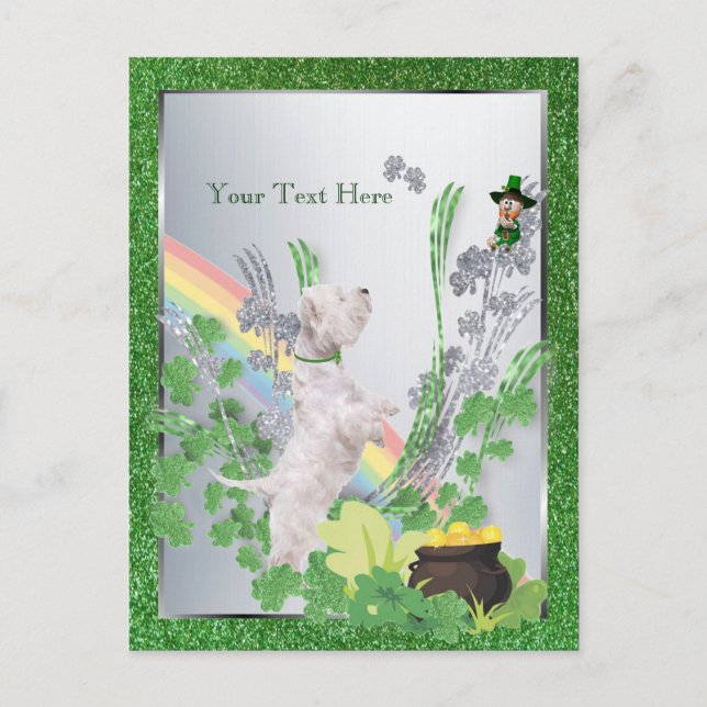 Westie Puppy Number Two St Pattys anpassen Postkarte (Vorderseite)