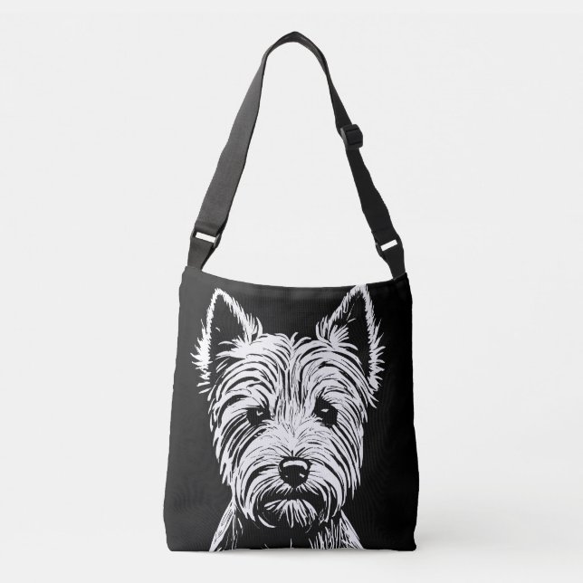 Westie Puppy Portrait Tragetaschen Mit Langen Trägern (Vorderseite)