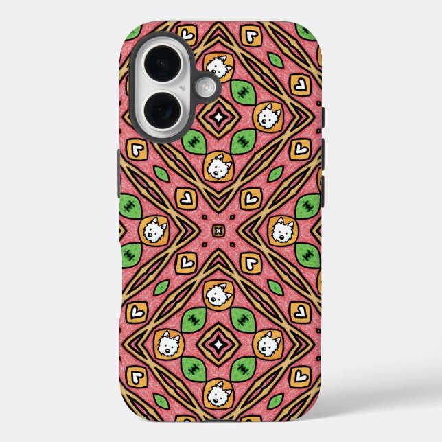 Westie Quilt Lovers iPhone 16 Hülle (Rückseite)
