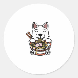 Westie Ramen Noodles Runder Aufkleber