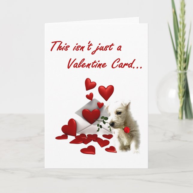 Westie Rose and Hearts Valentine Feiertagskarte (Vorderseite)