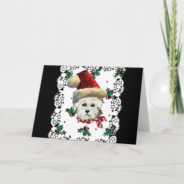 Westie Santa Feiertagskarte (Vorderseite)