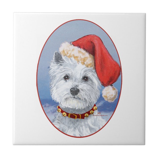 Westie Santas Helper Fliese (Vorderseite)
