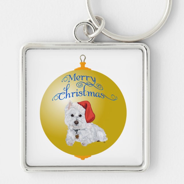 Westie Santa's Helper Ornament Schlüsselanhänger (Vorne)