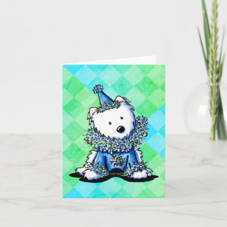 Westie Satin Blau Zirkusclown Karte