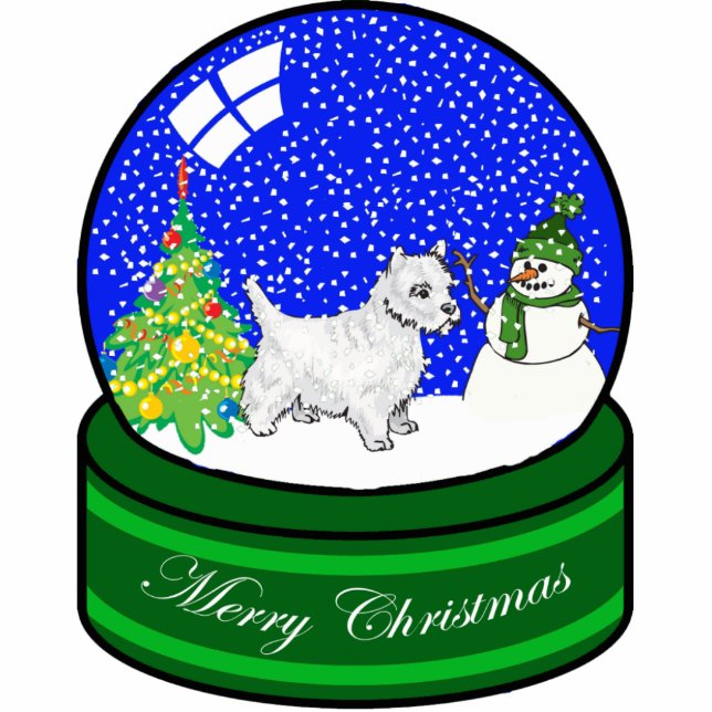 westie Schnekugel Fotoskulptur Ornament (Vorne)