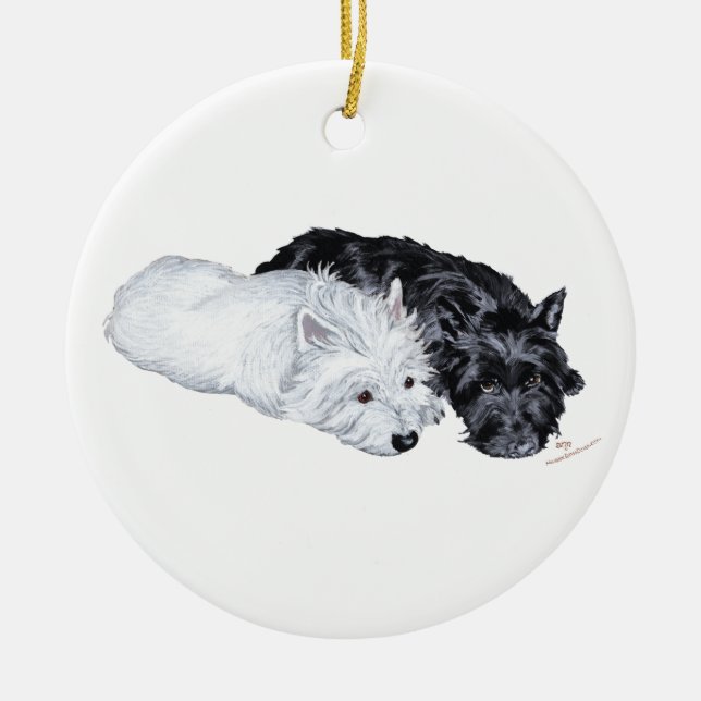 Westie & Scottie bei Ease Keramik Ornament (Vorne)