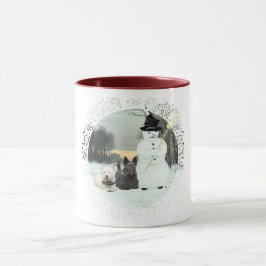 Westie & Scottie Build a Snowman Tasse
