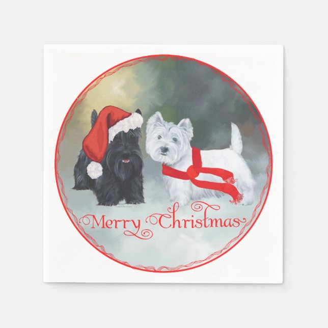 Westie Scottie Christmas Serviette (Vorderseite)