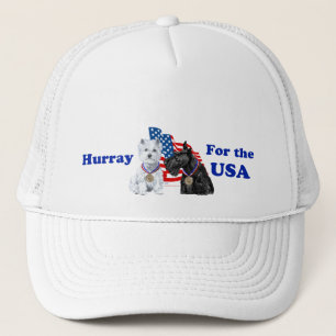 Westie & Scottie Hurra für die USA Truckerkappe