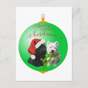 Westie Scottie Weihnachtsbaumschmuck Feiertagspostkarte