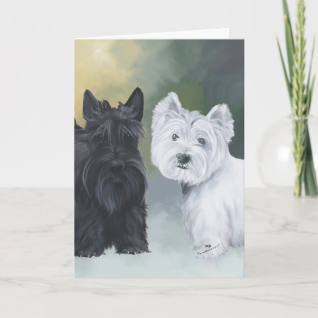 Westie Scottie Wintertime Feiertagskarte (Vorderseite)