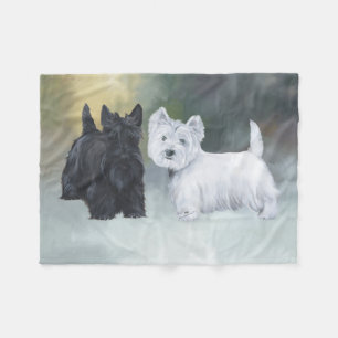 Westie Scottie Wintertime Fleecedecke