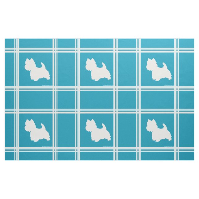 Westie-Silhouette auf Türkis Stoff (Fat Quarter (45,7 x 55,9 cm))