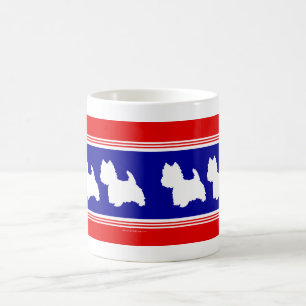 Westie Silhouette Rot und Blau Kaffeetasse